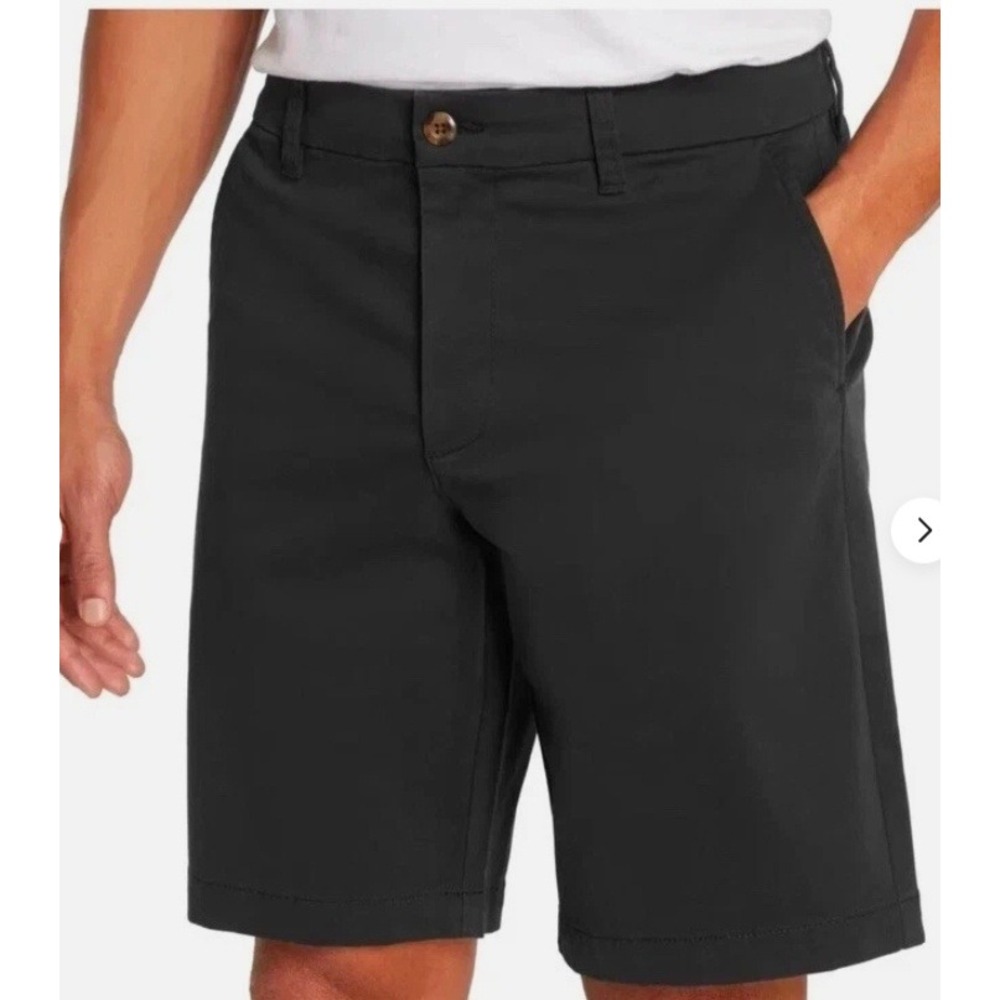 Gap Mens Flat Front Shorts Black Cotton Stretch Twill Chino 30 NEW‎